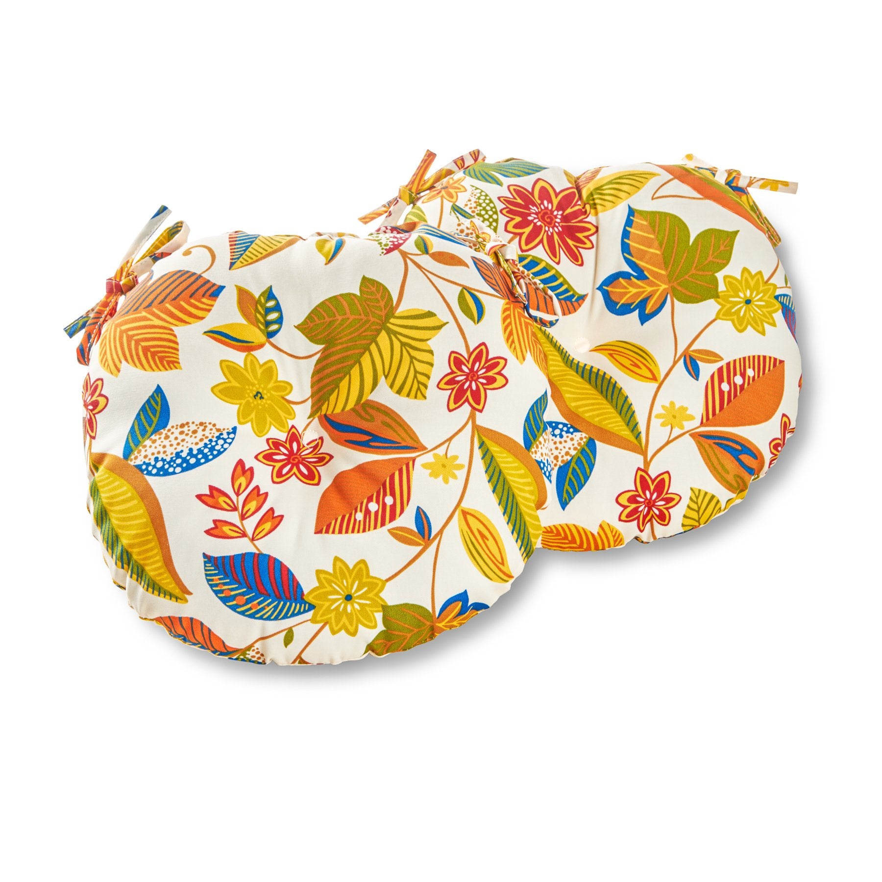 Greendale Home Fashions 15-Inch Outdoor Round Bistro Seat Cushion, 2 Count (Pack Of 1), Foliage