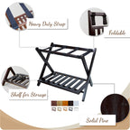 Casual Home 102-26.75,Luggage Rack, 26.75" Wide with Shelf, Honey Oak