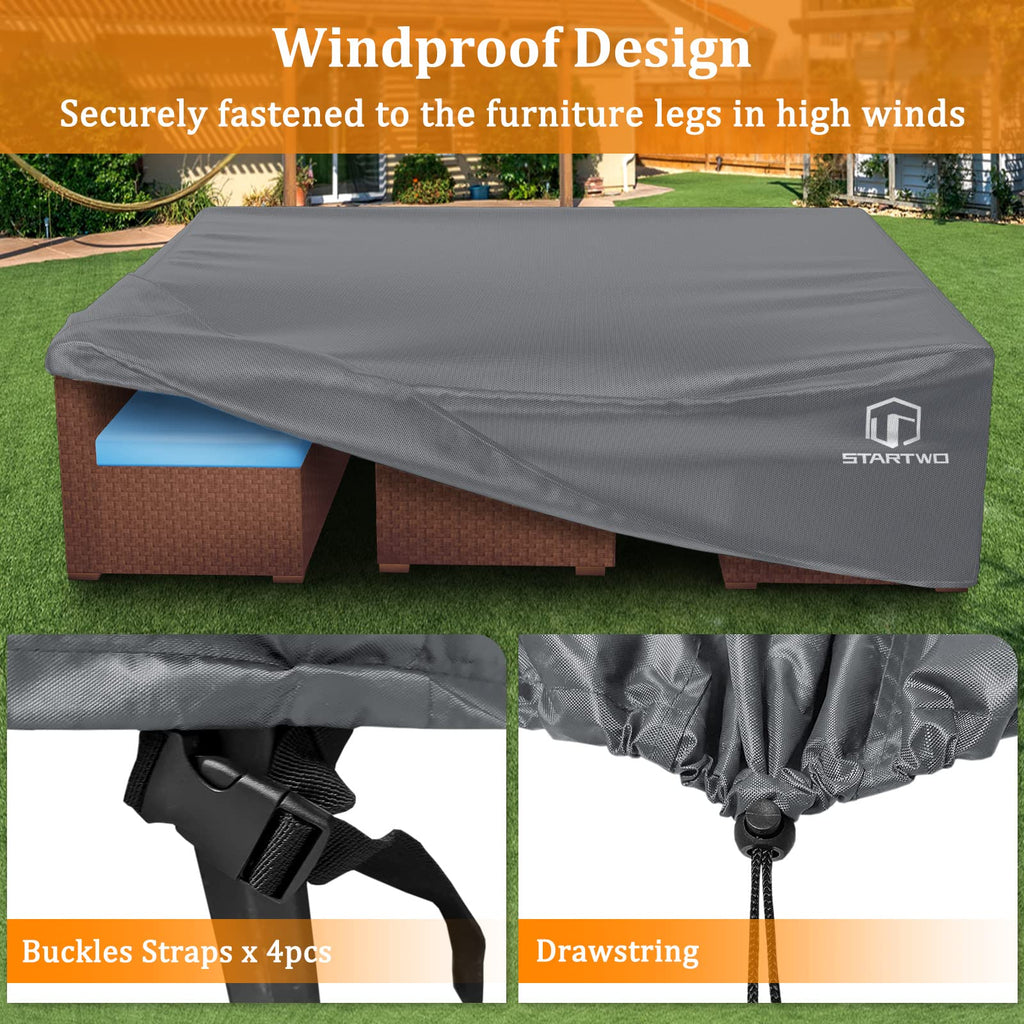 Startwo Patio Furniture Covers Waterproof-126'X126'X28', Patio Lawn Cover For Outdoor 7-12 Piece Sectional Sofa, Conversation Set Garden Dining Tables/Chairs Set,Grey
