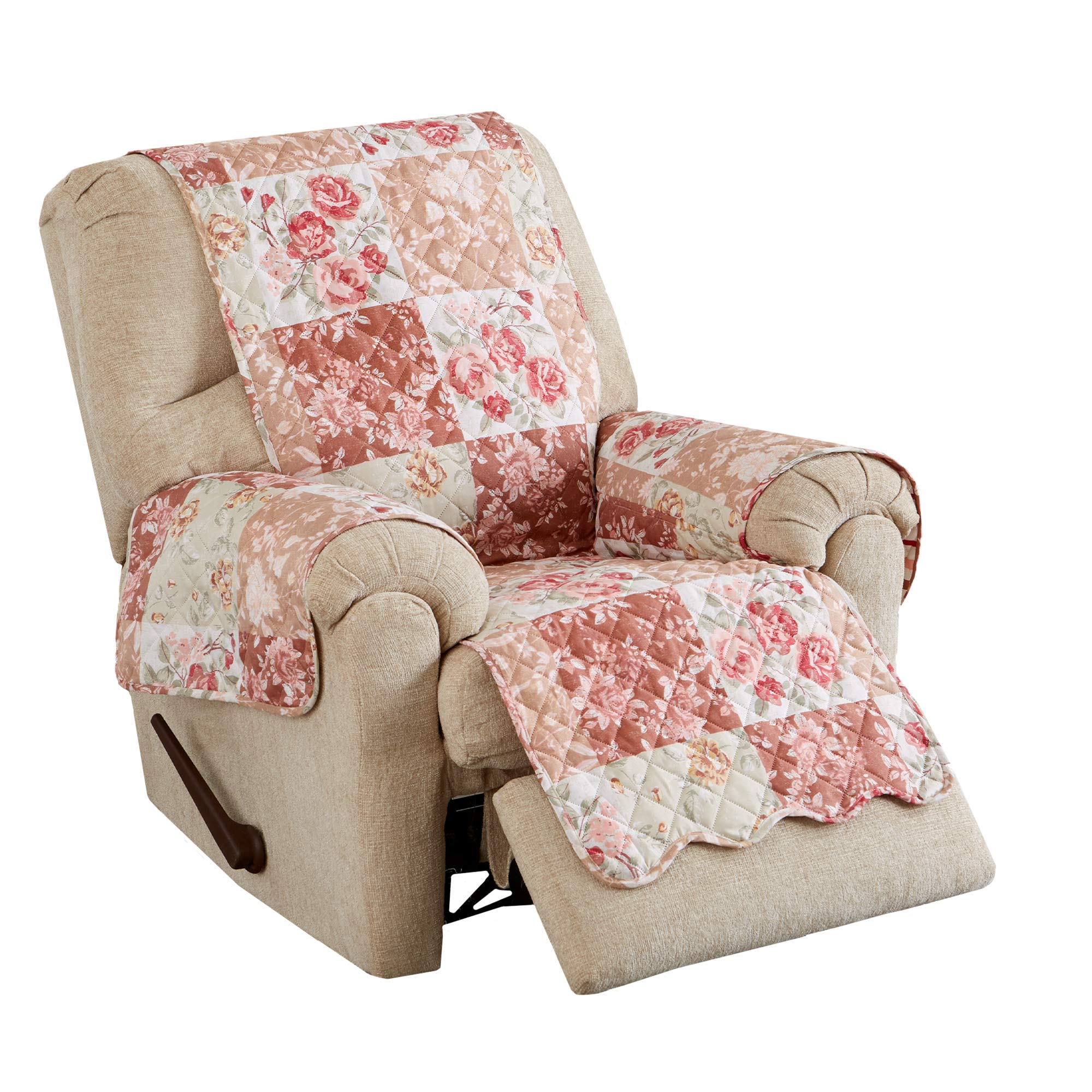 Great Bay Home Reversible Floral Patchwork Furniture Protector Scalloped Edge Stain Resistant Printed Furniture Protector Maribe