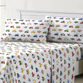 Dream Factory Kids Sheet Set Lightweight Microfiber Bed Sheets Super Soft Easy Wash Cozy Bedding 10    Pocket - Full, Blue Truck