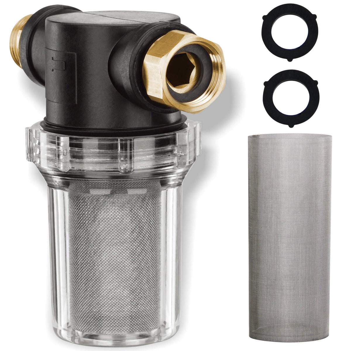 Twinkle Star Sediment Filter Attachment Line Water Hose Filter With 100 Mesh And 40 Mesh Screen, 2Pcs O-Ring, Garden Pressure Wa