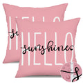 Dfxsz Outdoor Pillow Covers 18X18 Inch Set Of 2 Hello Sunshine Decor Pink Waterproof Throw Pillow Covers Summer Outdoor Waterpro