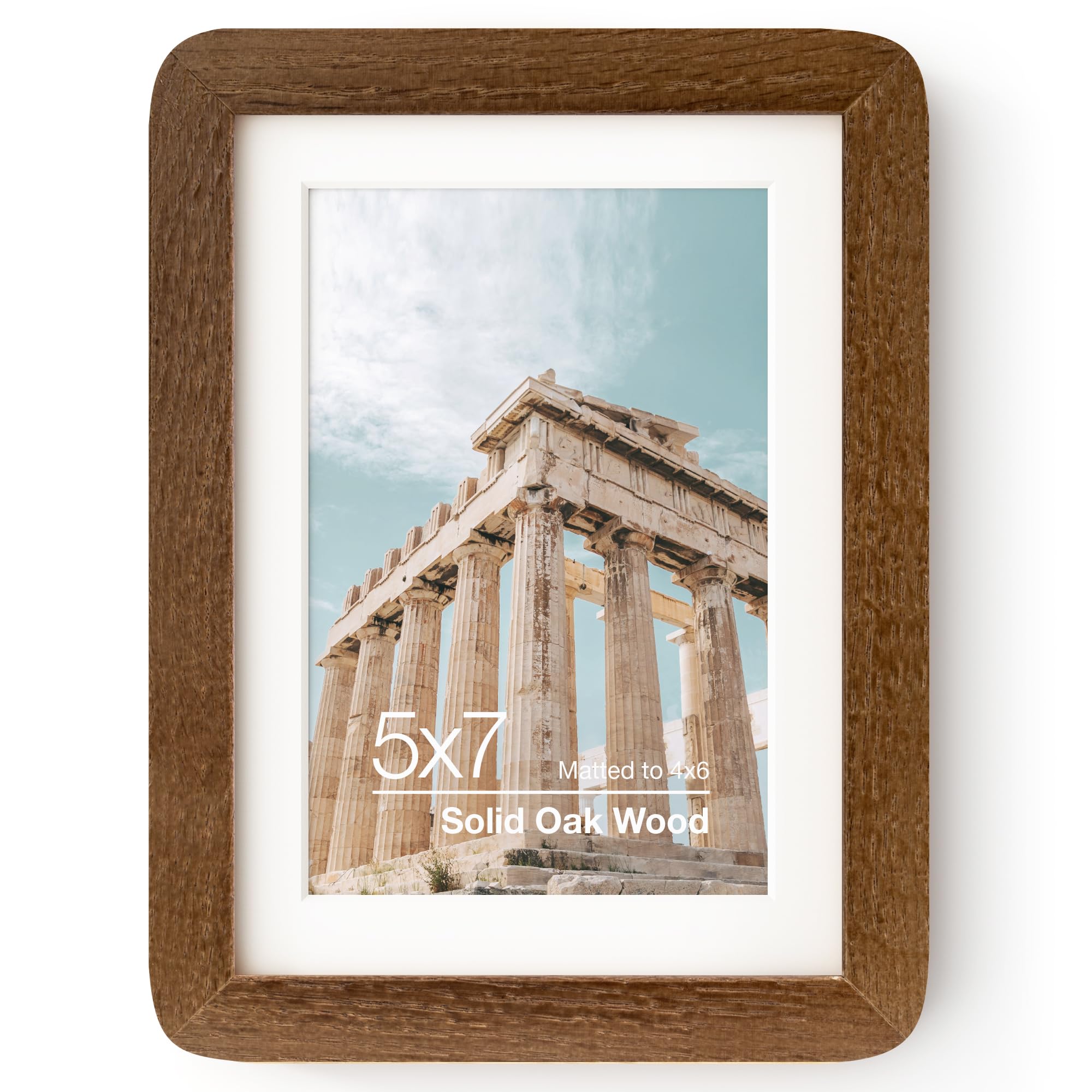 FLYJOE 16x16 Picture Frame | Solid Oak Wood Square Picture Frame | 16x16 Matted Frame For 12x12 Picture | Tempered Glass And Han