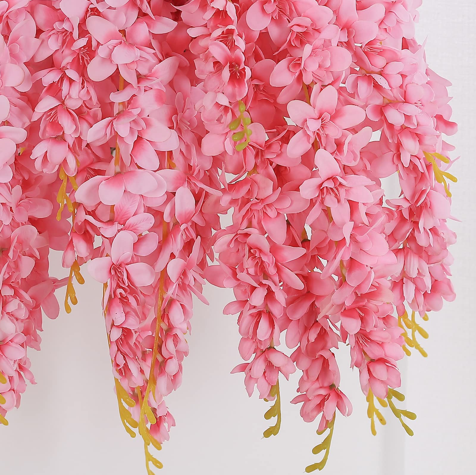 Duovlo Silk Wisteria Flower Artificial 2.13 Feet Hanging Wisteria Vine Fake Flower Bush String Home Party Wedding Decoration,Pac