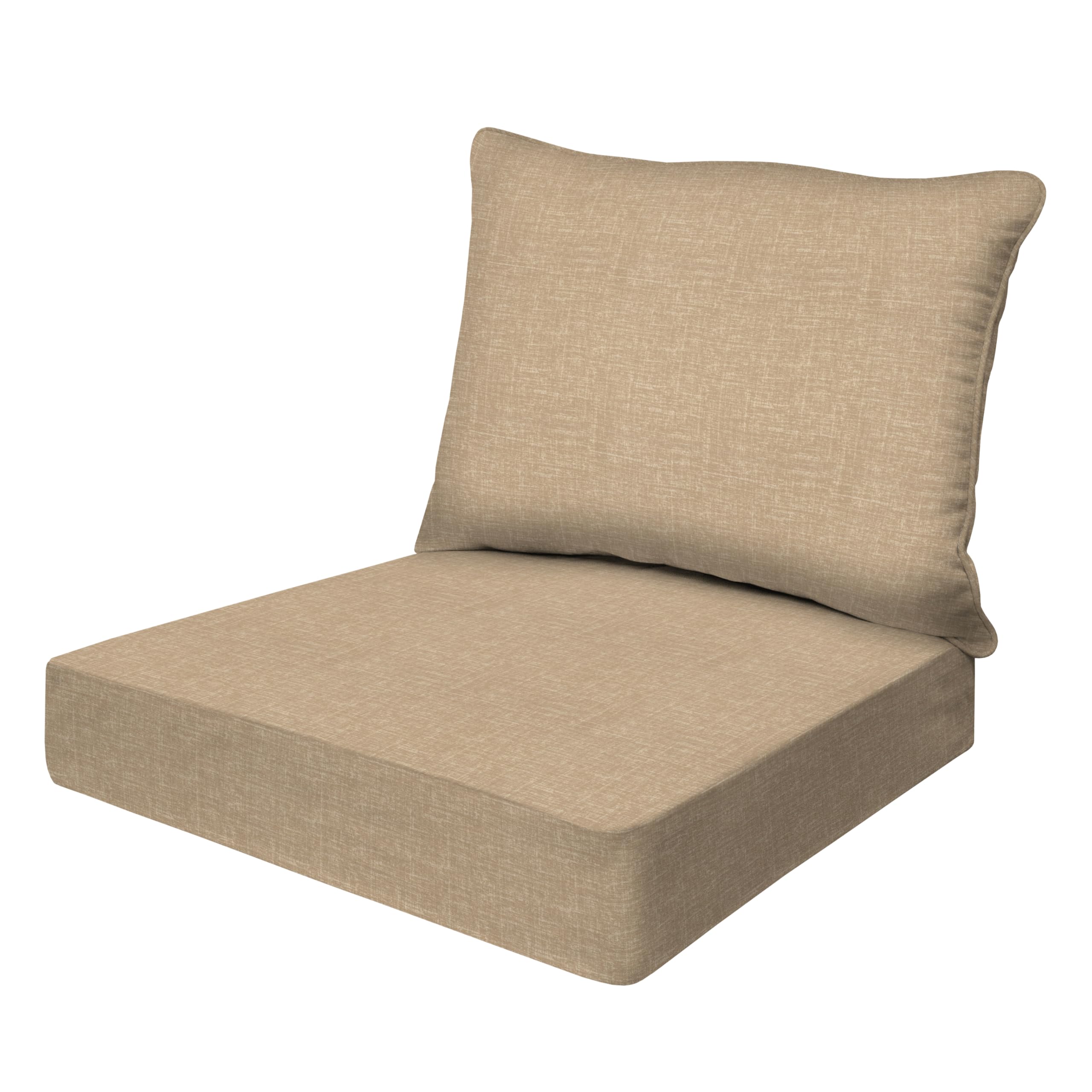 Honeycomb Essentials Outdoor Deep Seating Cushion, 24    X 24   , Hampton Texture Neutral Patio Chair Cushion