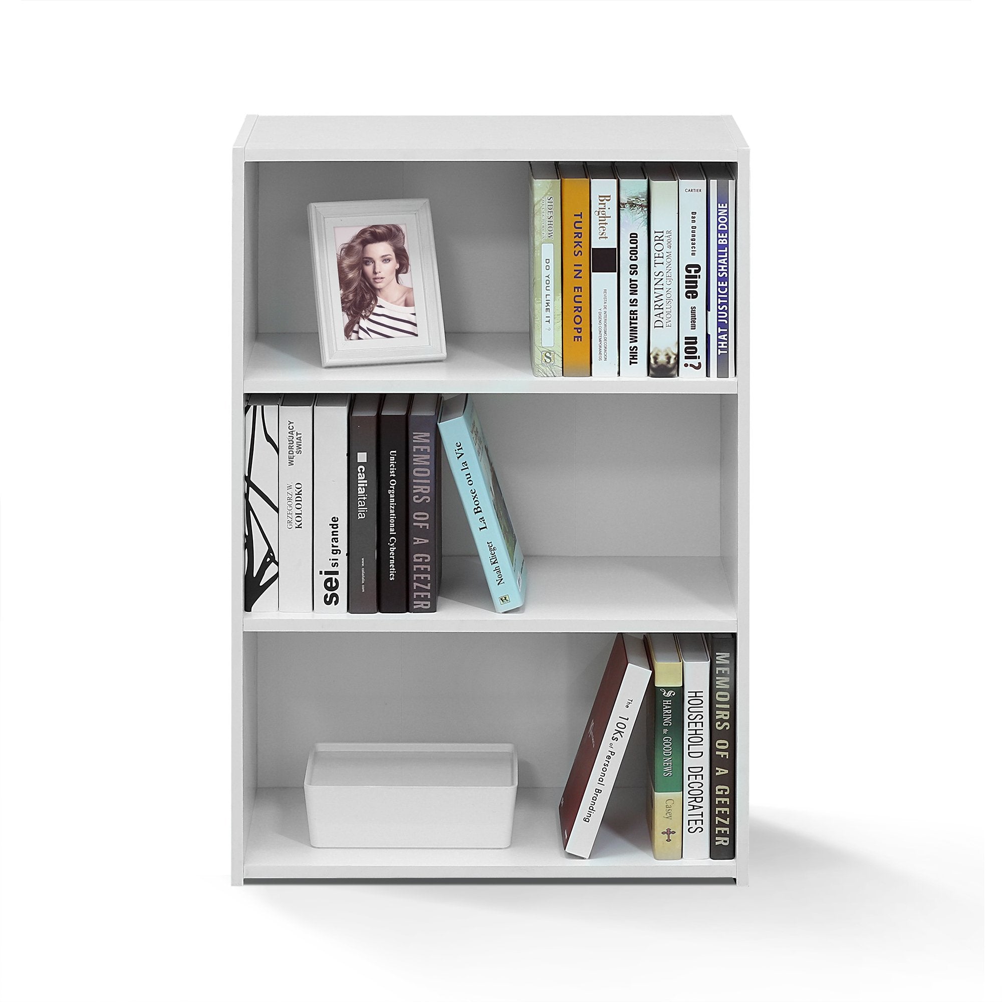 Furinno Wright 3-Shelf Bookcase, Soft White