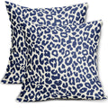 Aytipun Navy Blue Leopard Print Pillow Covers 18X18 Set Of 2 Cheetah Animal Pattern Chinoiserie Decorative Throw Pillows Outdoor