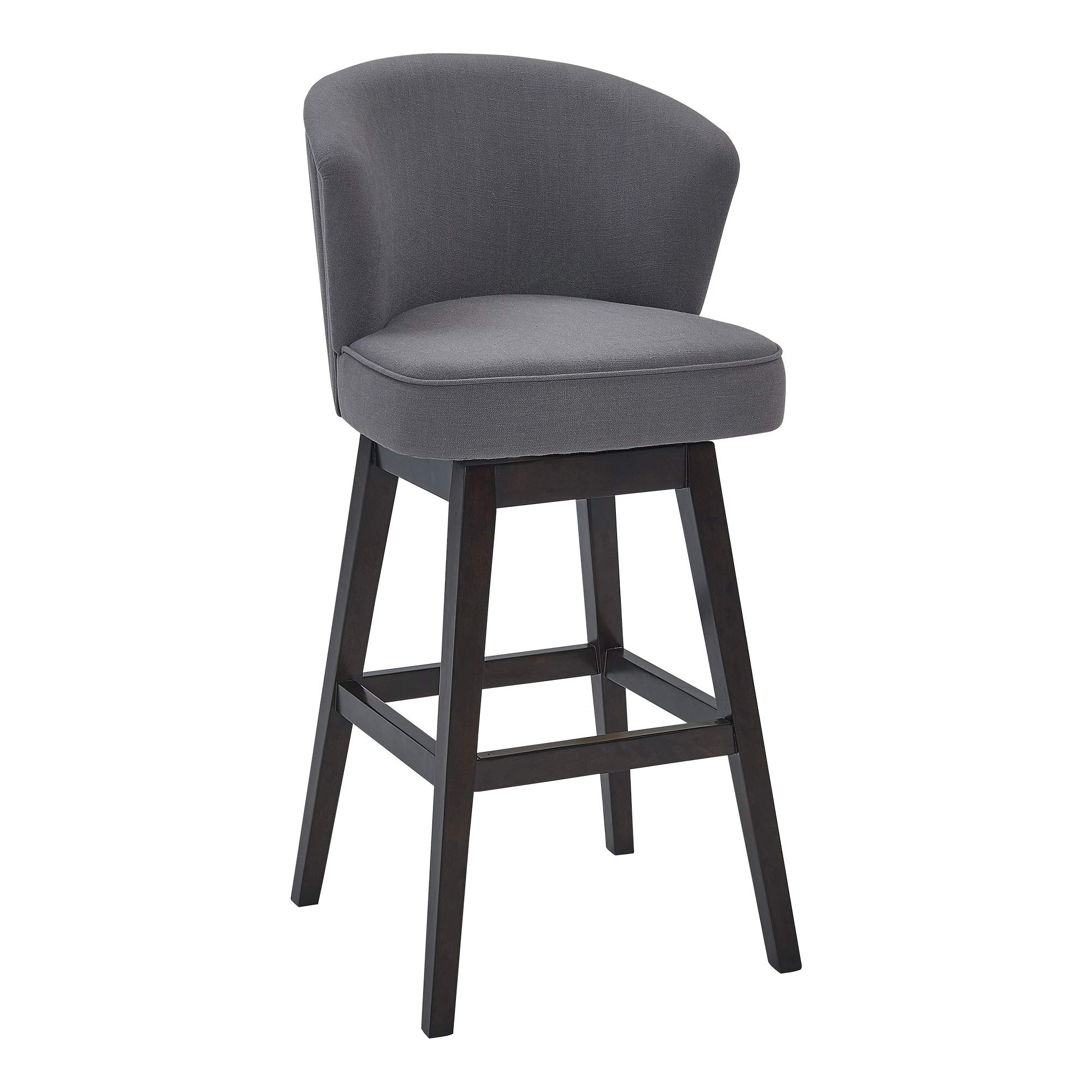 Armen Living Brandy 26 '' Counter Height Swivel Gray Fabric and Espresso Wood Bar Stool