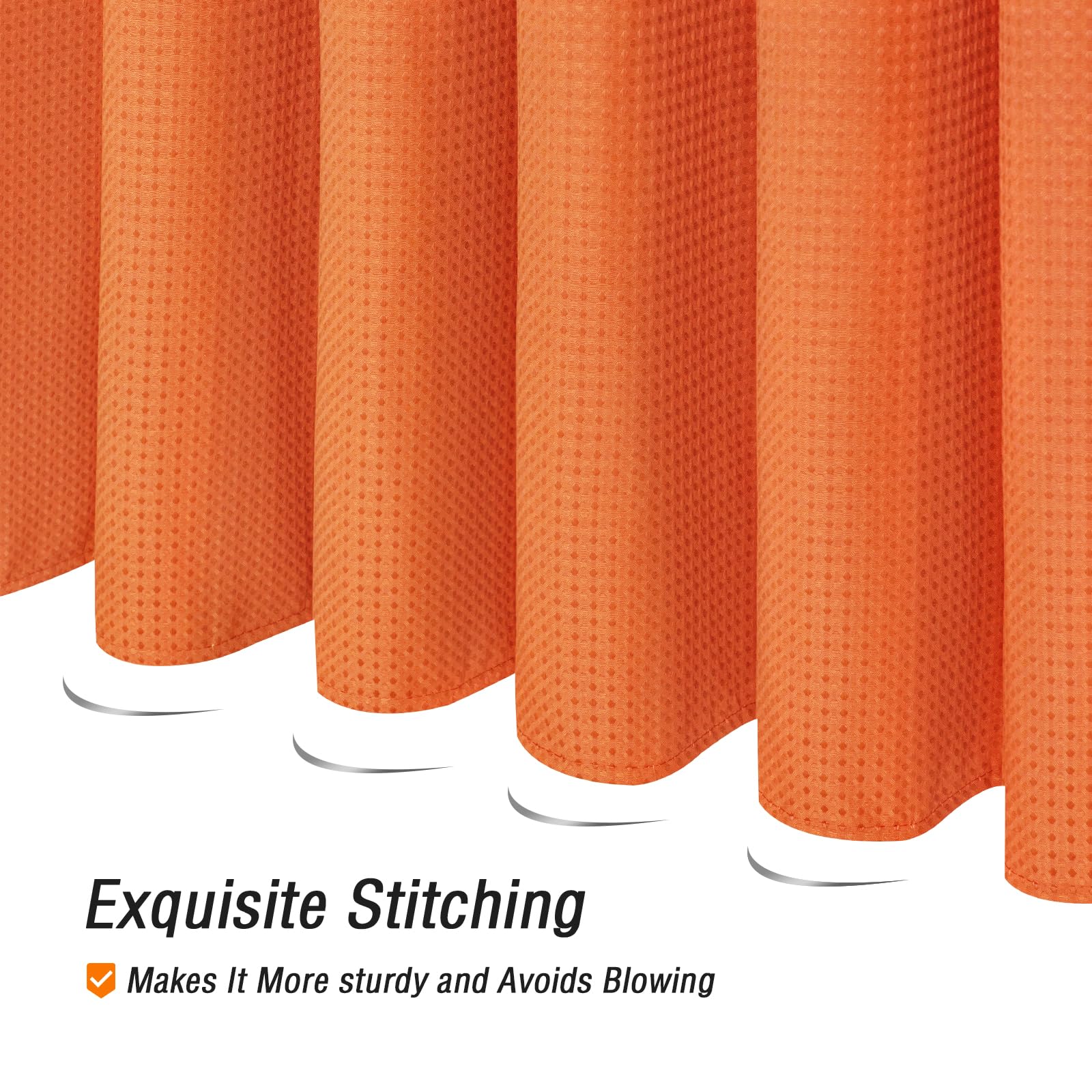 Gibelle Burnt Orange Shower Curtain, Waffle Weave Textured Fabric Shower Curtain For Bathroom - Soft Cloth & Hotel Spa Luxury, W