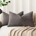 Foindtower Pack Of 2 Soft Textured Chenille Throw Decorative Pillow Covers Lumbar Accent Solid Cushion Cover Cozy Farmhouse Pill