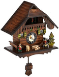 River City Clocks Quartz Cuckoo Clock - Painted Chalet with Dancers - Wesminster Chime or Cuckoo Sound - 7 Inches Tall - Model #