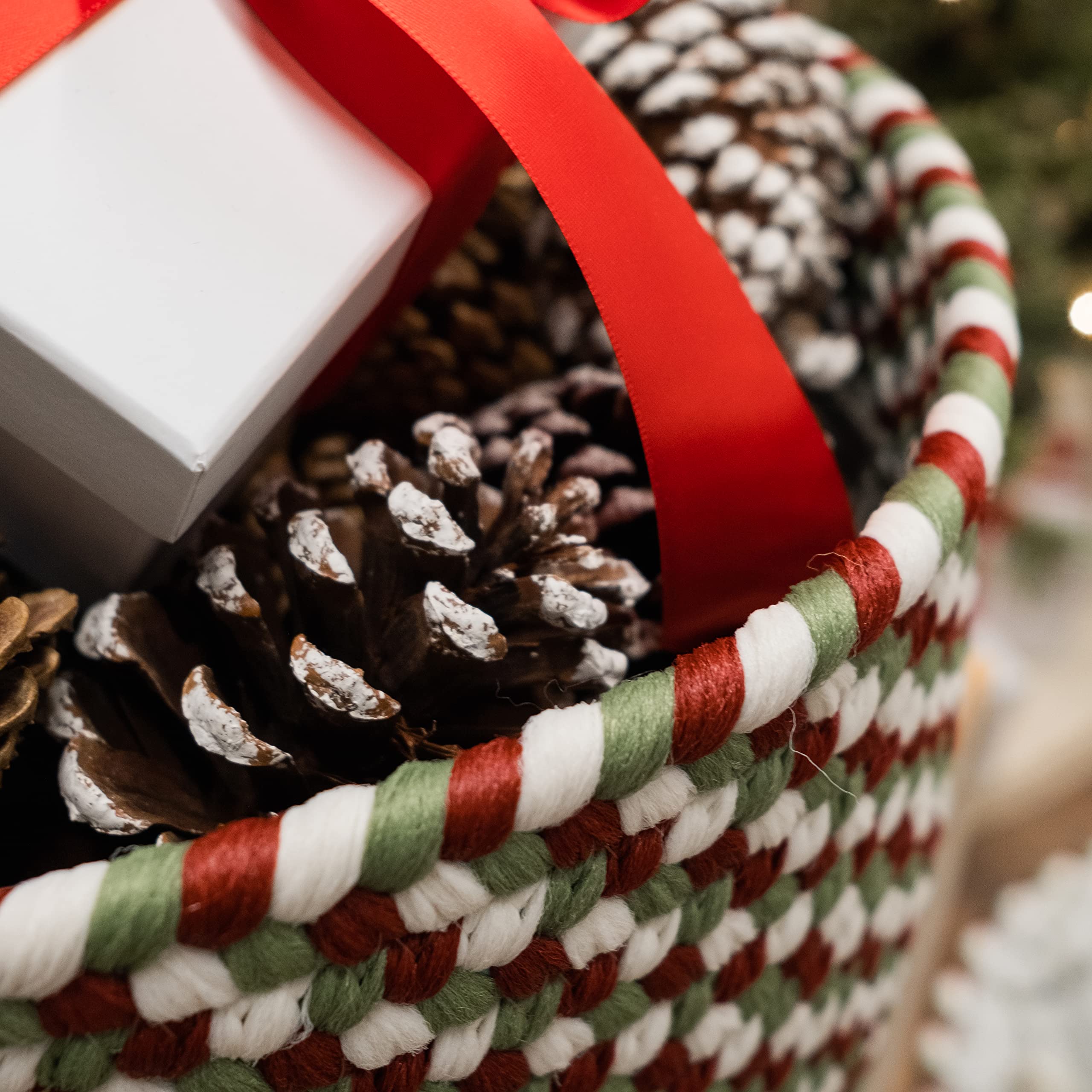 Colonial Mills Holiday Multi Decorative Braided Basket, 14&Quot;X14&Quot;X10&Quot;