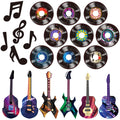 40 Pcs Music Party Decorations Musical Notes Rock and Roll Record Cutouts Silhouettes Guitar Party Favor Cutouts 50s 80s Theme P
