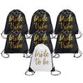 Pop Fizz Designs | Bride & Bride Tribe Drawstring Bags (7 Pack) | Bags for Bachelorette Party | Black