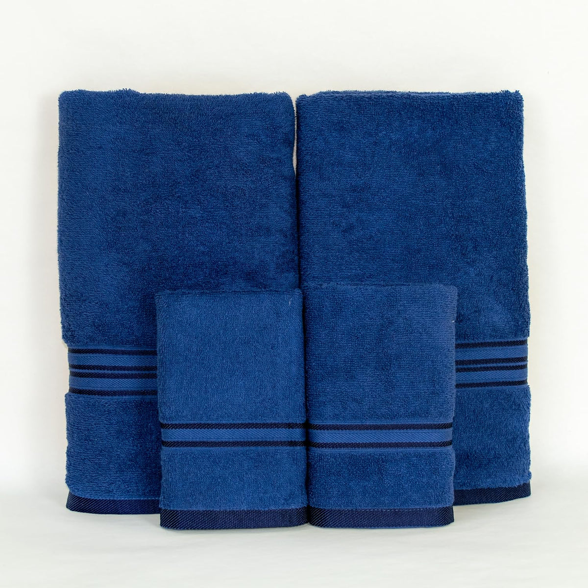 RANGOLI Super Comfy Towel 100% Cotton Towel Super Absorbent, Quick Dry & Ultra Soft Towel for Bath, Travel (Navy Blue, Family Pa