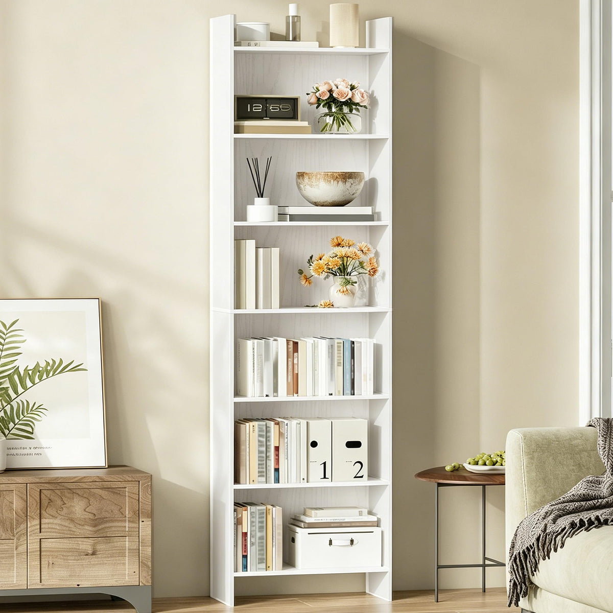 Hzuaneri 7Tier Bookshelf, 77.7 Inches Floor Standing Bookcase