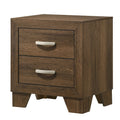 Benjara Transitional Style Wooden Nightstand with 2 Drawers and Metal Handles, Brown