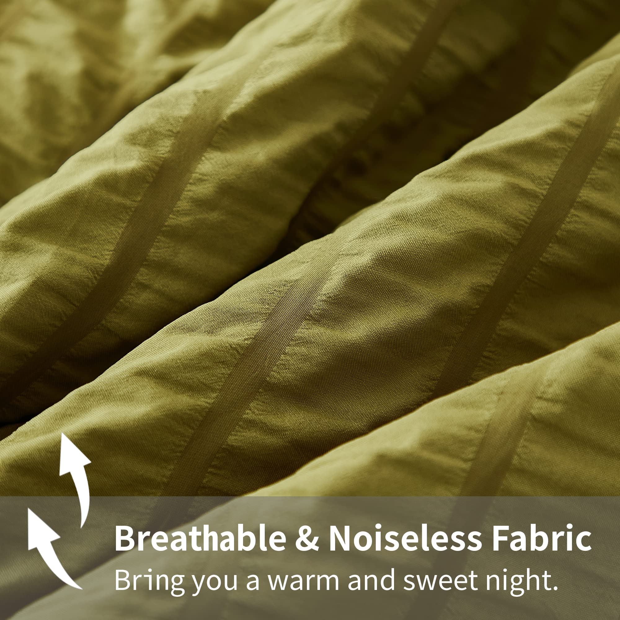 Avelom Olive Green Seersucker California King Comforter Set (104X96 Inches), 3 Pieces-100% Soft Washed Microfiber Lightweight Comforter With 2 Pillowcases, All Season Down Alternative Bedding Set