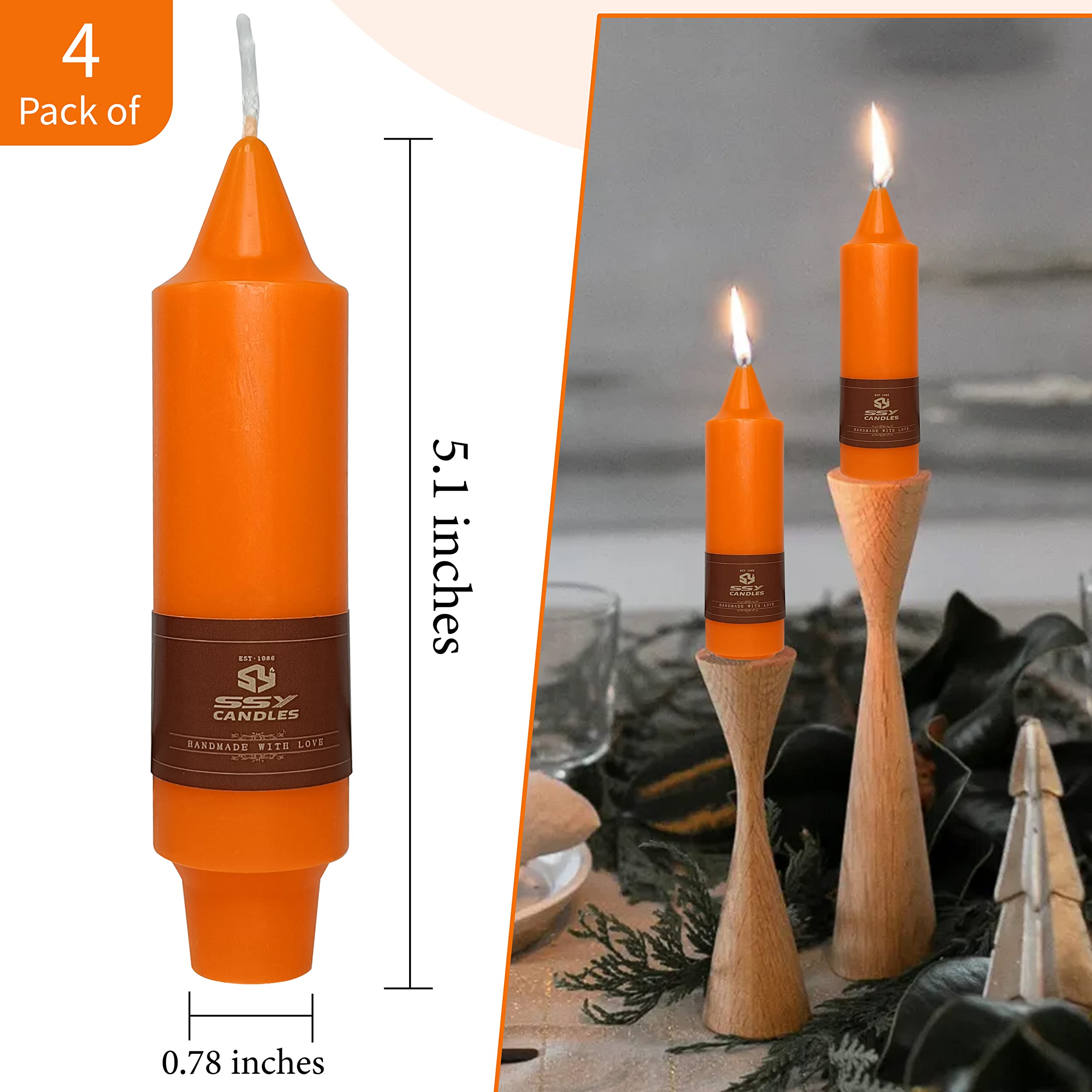 4 Pcs Gradient Colored Taper Candlesticks Orange Taper Candle For Halloween Thanksgiving Day Dinner Household D  Cor Candlestick