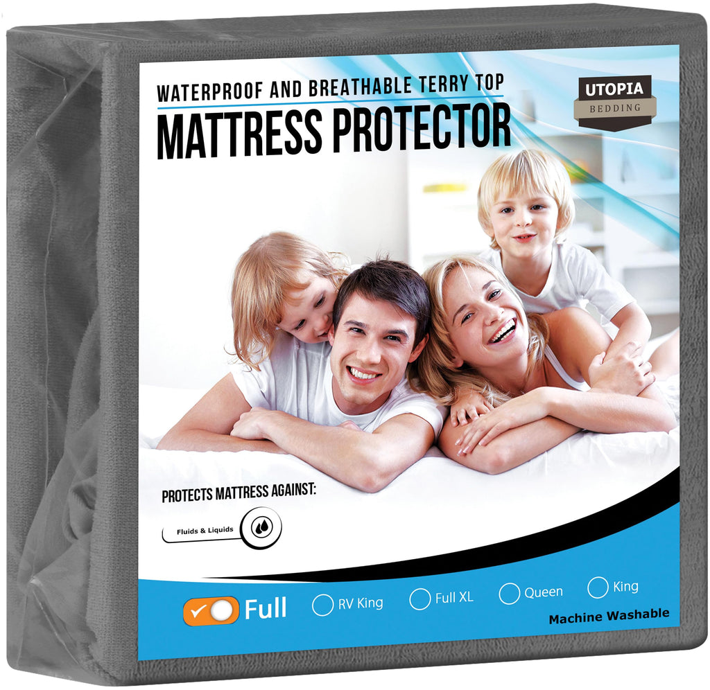 Utopia Bedding Waterproof Mattress Protector Full Size, Premium Terry Mattress Cover 200 Gsm, Breathable, Fitted Style With Stre