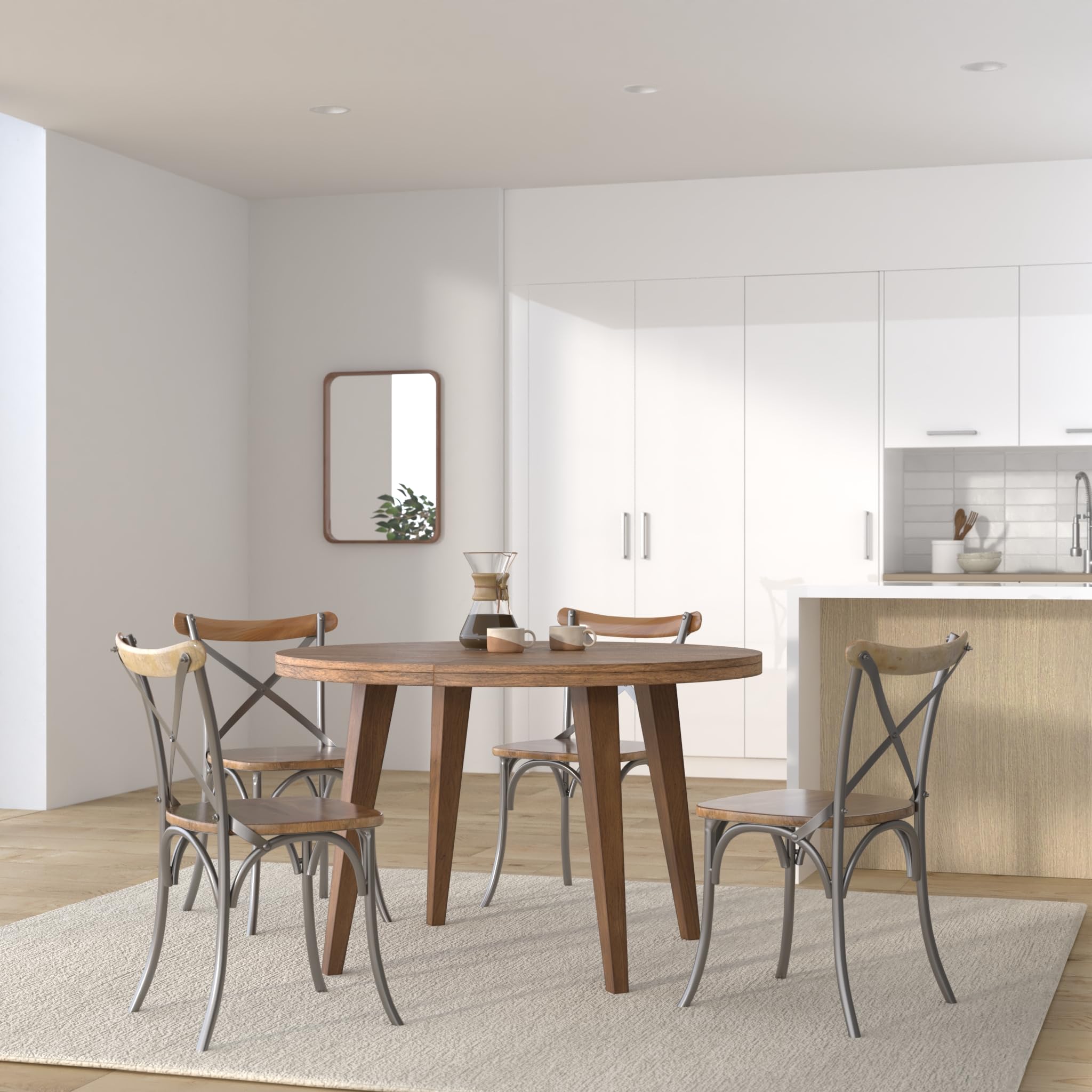 vidaXL Dining Chairs 6 Pcs, Accent Chair with Cross Back Design, Side Chair, Farmhouse Industrial Style, Solid Wood Mango and Steel Cross Back