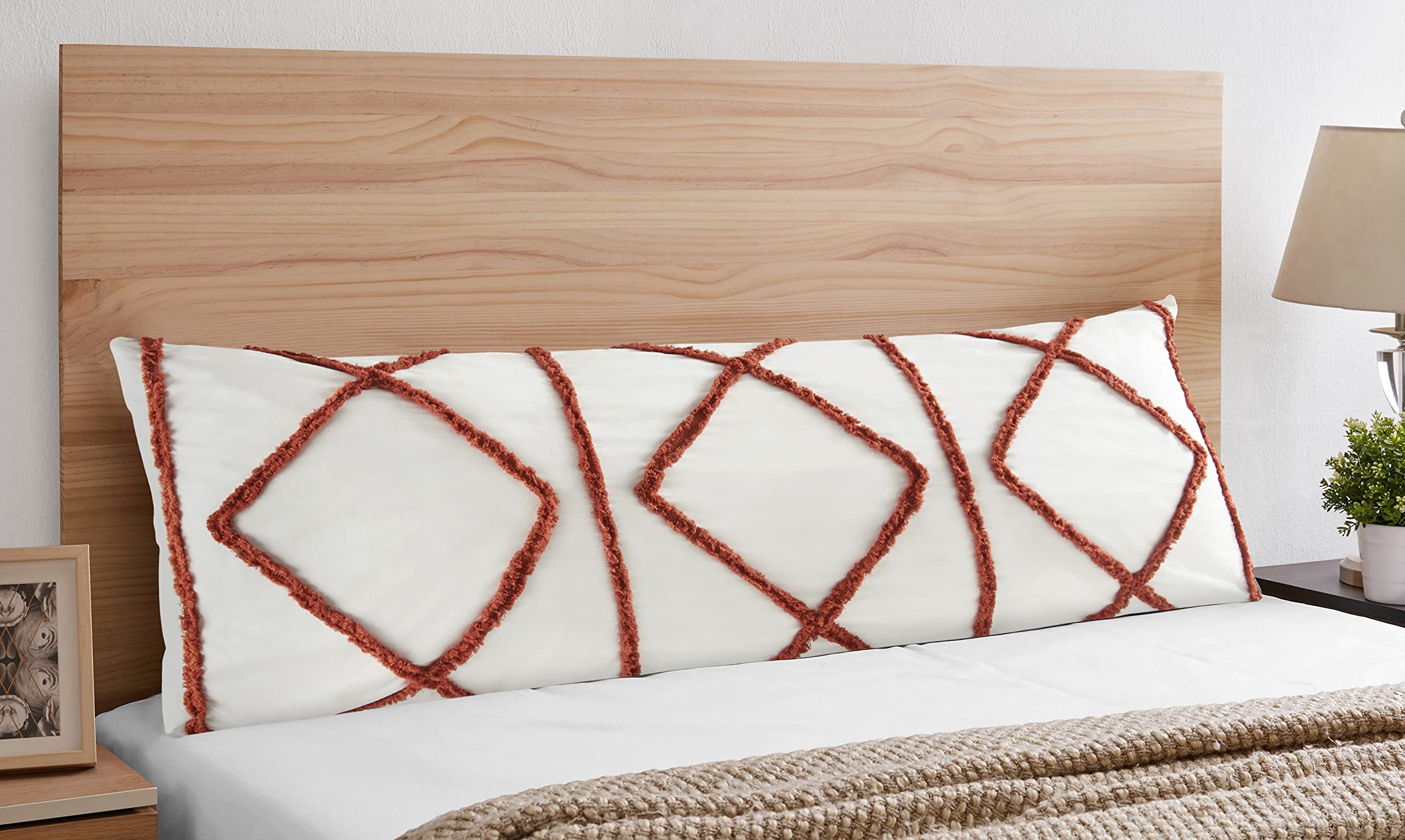 Sweet Jojo Designs Bohemian Boho Chic Ivory And Orange Rust Macrame Tufted Tassel Accent Decorative Couch Long Throw Zipper Body