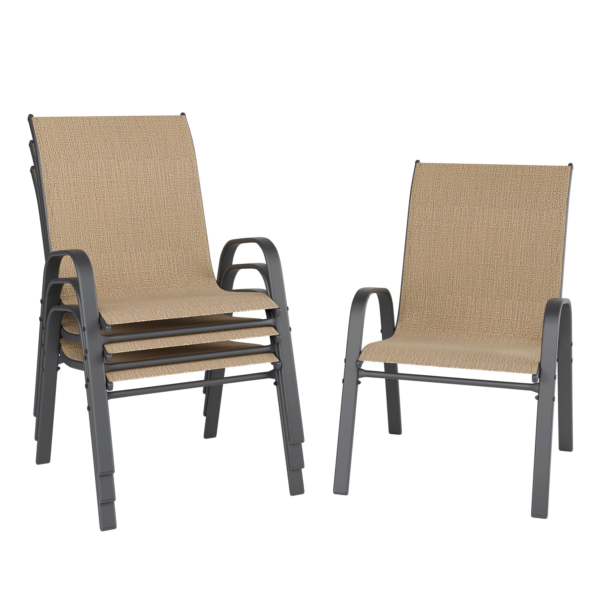 Redpick Patio Chairs Set Of 4, Outdoor Stackable Dining Chairs For All Weather, Breathable Metal Modern Outdoor Furniture For Ba