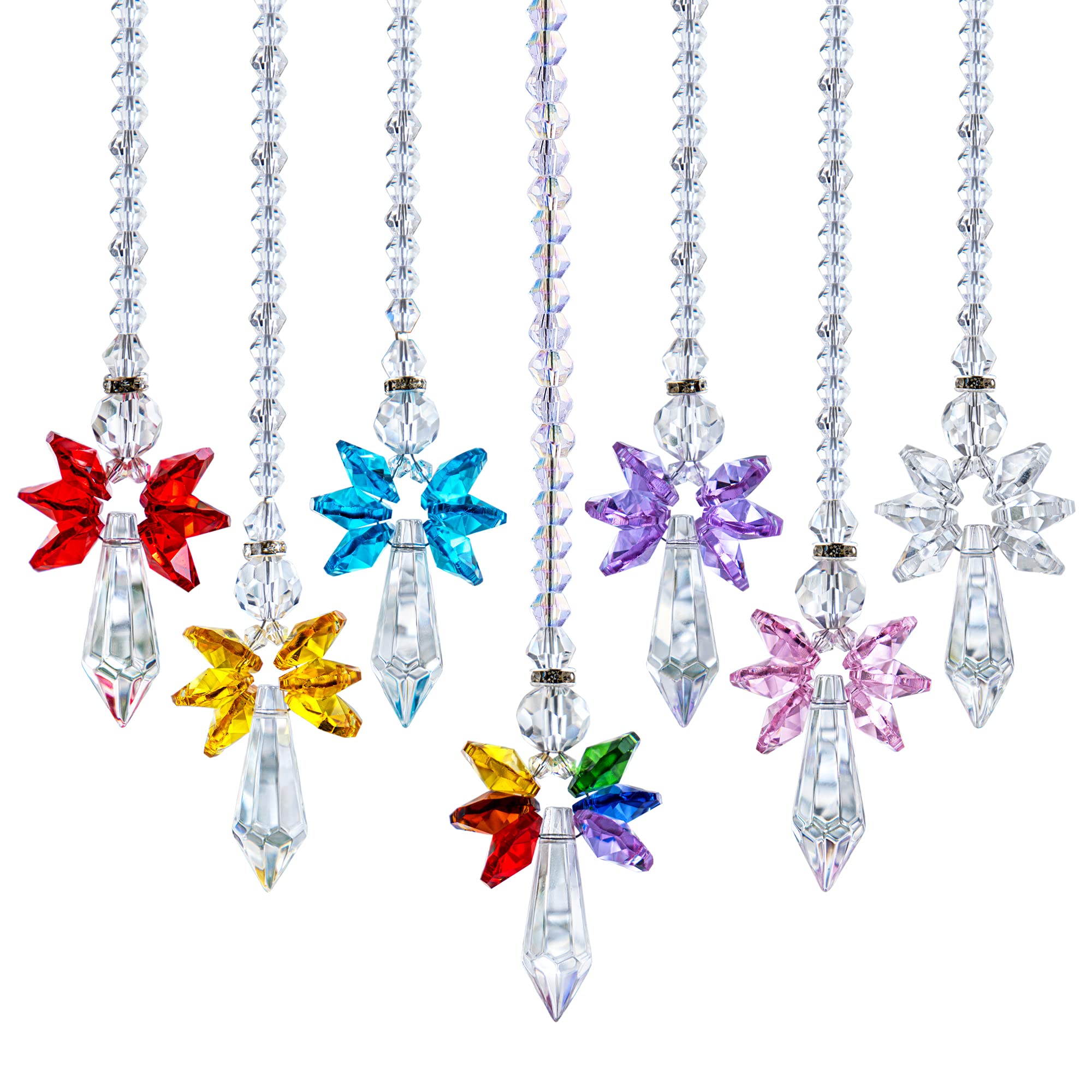 7Pcs Rainbow Guardian Angel Crystal Suncatcher For Home/Car Decoration & Porch Decor & Hangings Crystal Glass Ornament
