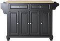 Crosley Furniture Cambridge Wood Top Rolling Kitchen Island Storage Cart, Microwave Stand, Spice Rack, Black