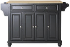 Crosley Furniture Cambridge Wood Top Rolling Kitchen Island Storage Cart, Microwave Stand, Spice Rack, Black