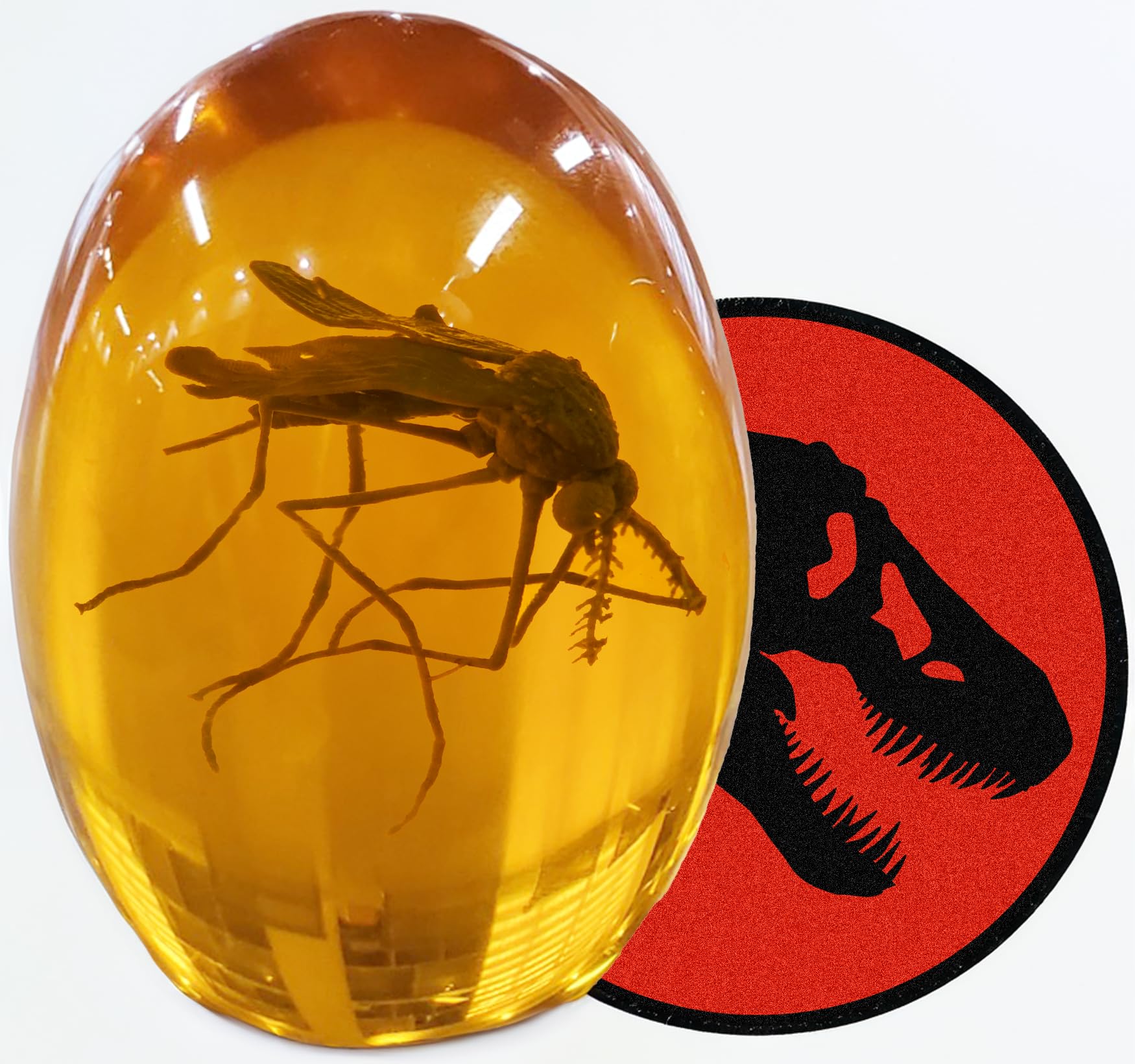 Veojein Jurassic 3D Mosquito In Amber Resin | True 3D Original Design Realistic Flat Bottom Shaped | Dinosaur Dna Replica Prehis