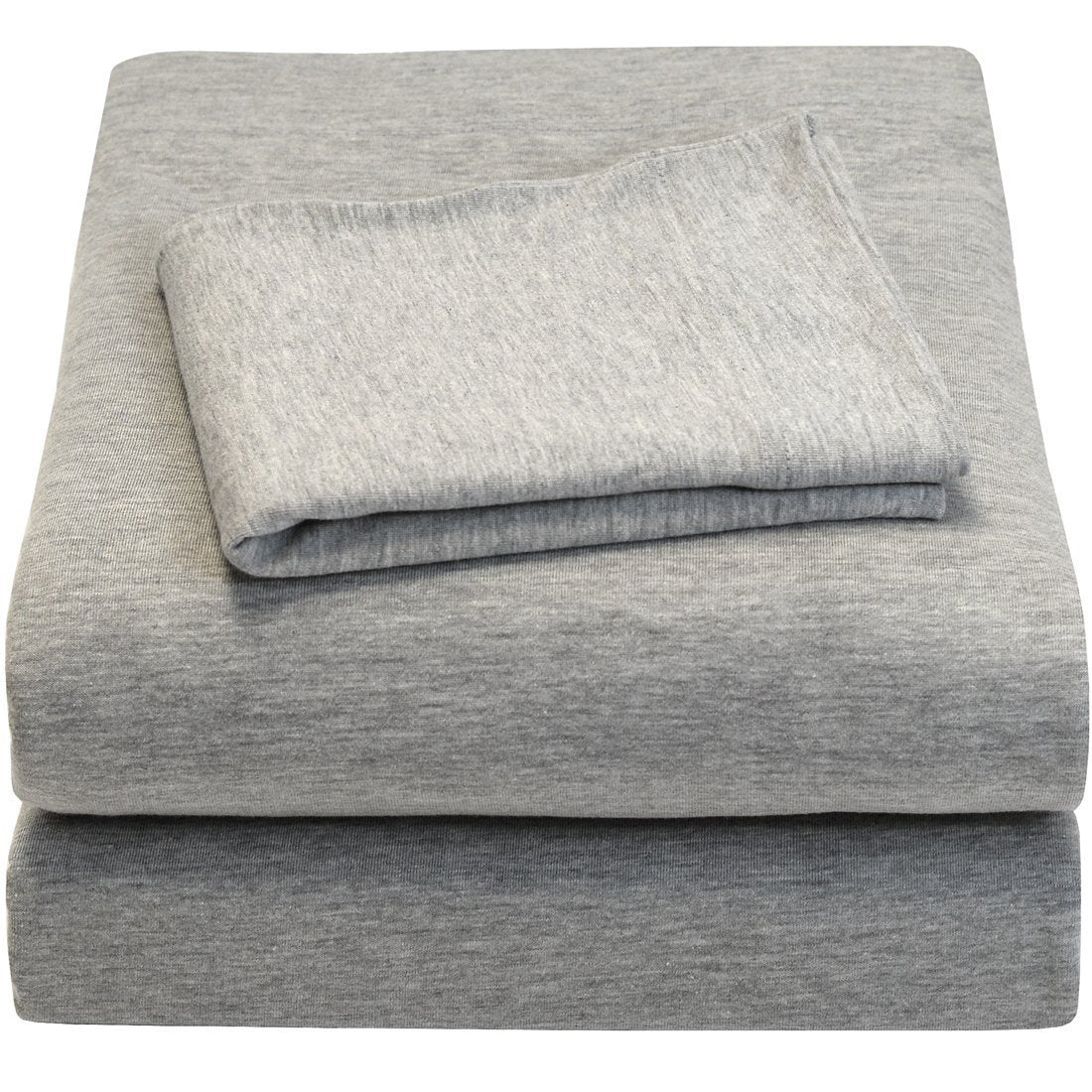 Full Xl 100% Cotton Jersey Knit Sheet Set Heather Grey - Extra-Soft, Breathable & Hypoallergenic - 15'' Deep Pockets, 54'' X 80'