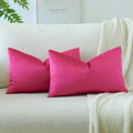Otostar Pack Of 2 Velvet Soft Solid Decorative Throw Pillow Covers 16 X 24 Inch Pillow Covers Lumbar Cushion Case Couch Pillowcases For Sofa Bed Home Decor (Hot Pink)