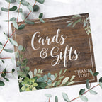 Lush Greenery Cards And Gifts Sign / 8' X 9' Rustic Wedding Sign/Lush Greenery Table Top Sign/Wedding Anniversary Reunion Sign