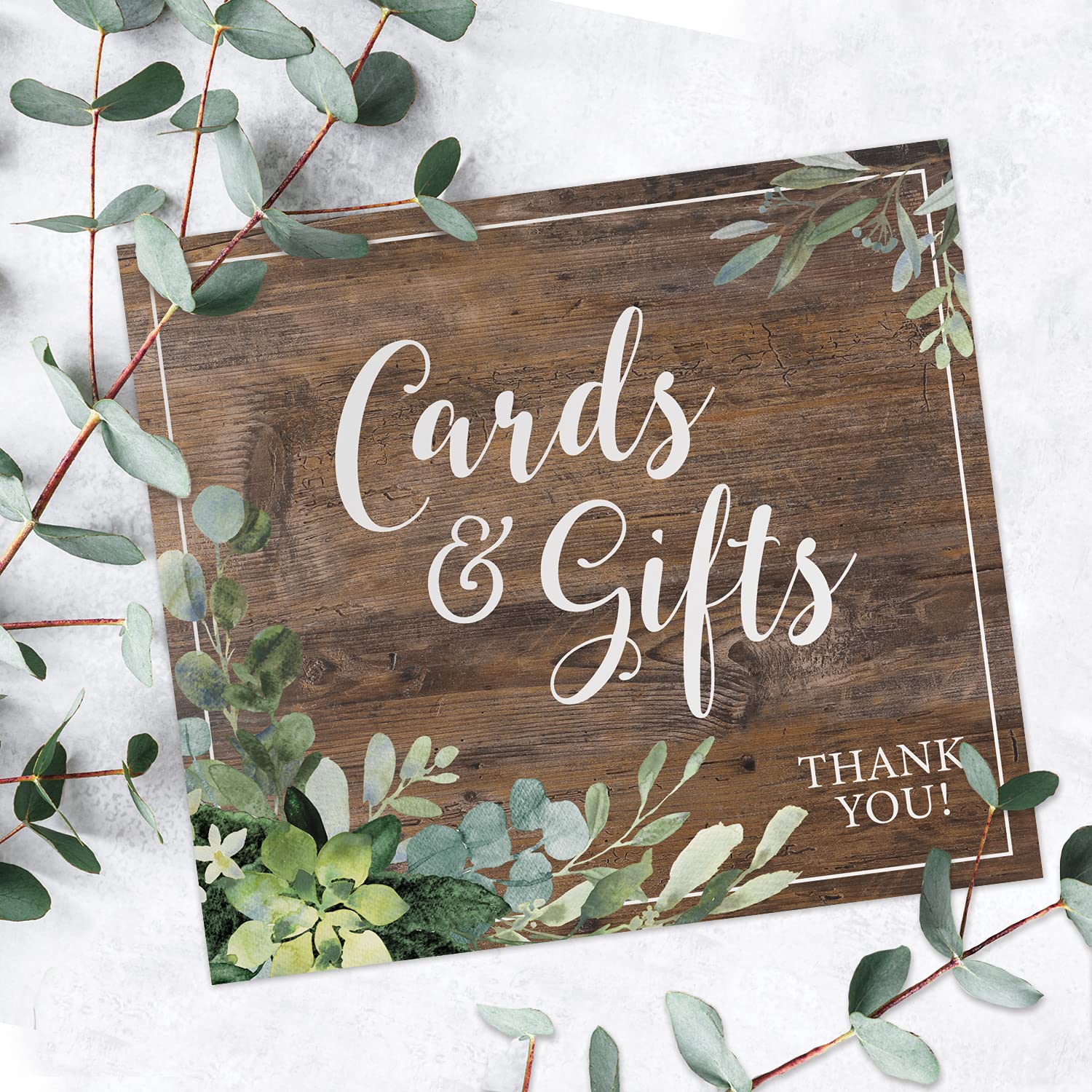 Lush Greenery Cards And Gifts Sign / 8' X 9' Rustic Wedding Sign/Lush Greenery Table Top Sign/Wedding Anniversary Reunion Sign