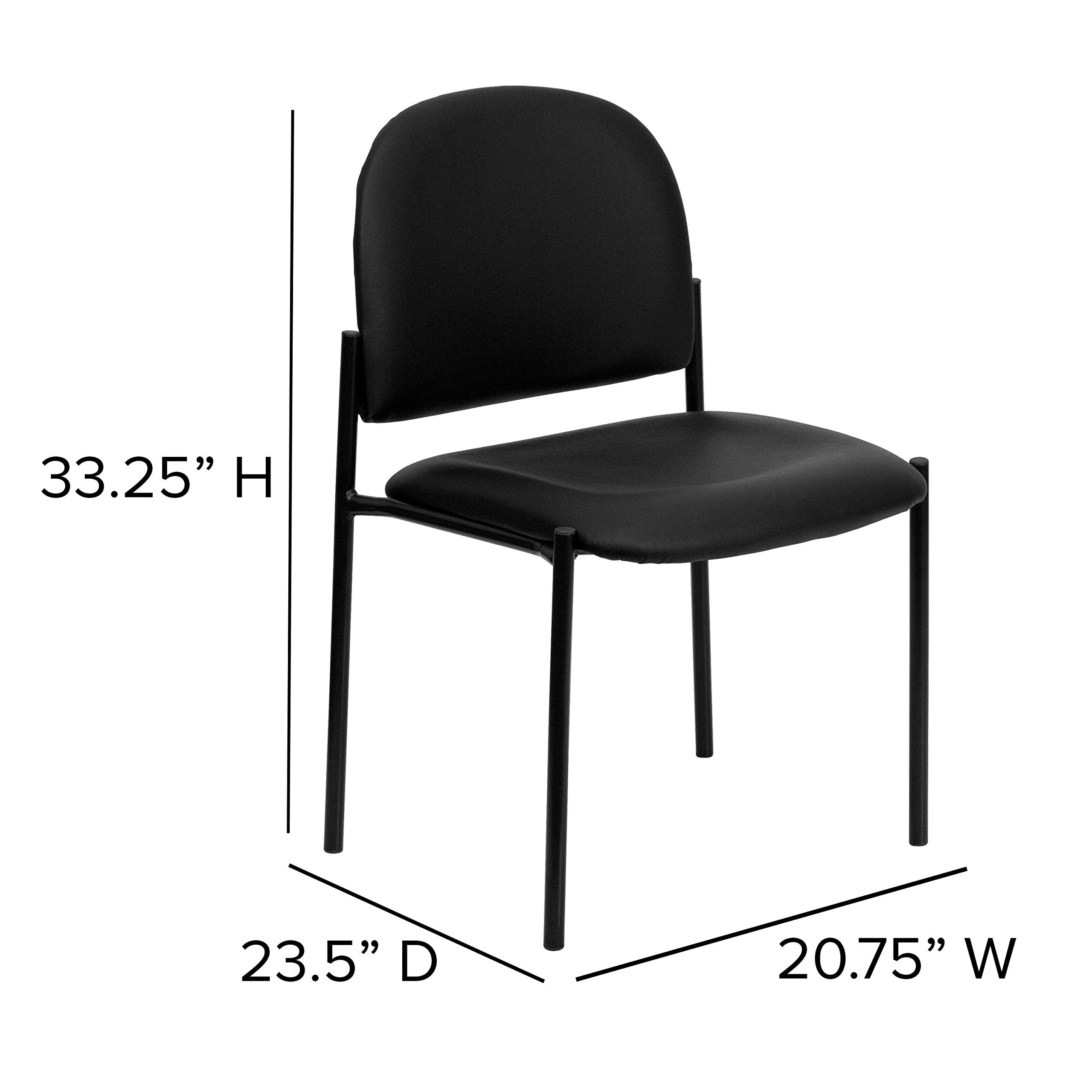 Flash Furniture Tania Comfort Vinyl Upholstered Stackable Side Reception Chair with Padded Seat, Modern Stackable Chair for Living Room/Office, Black
