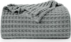 Utopia Bedding Cotton Waffle Blanket 300 Gsm (Cool Grey - 90X90 Inches) Soft Lightweight Breathable Bed Blanket Queen Size Layer