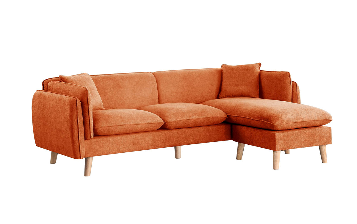 Lilola Home Brayden Orange Fabric Sectional Sofa Chaise