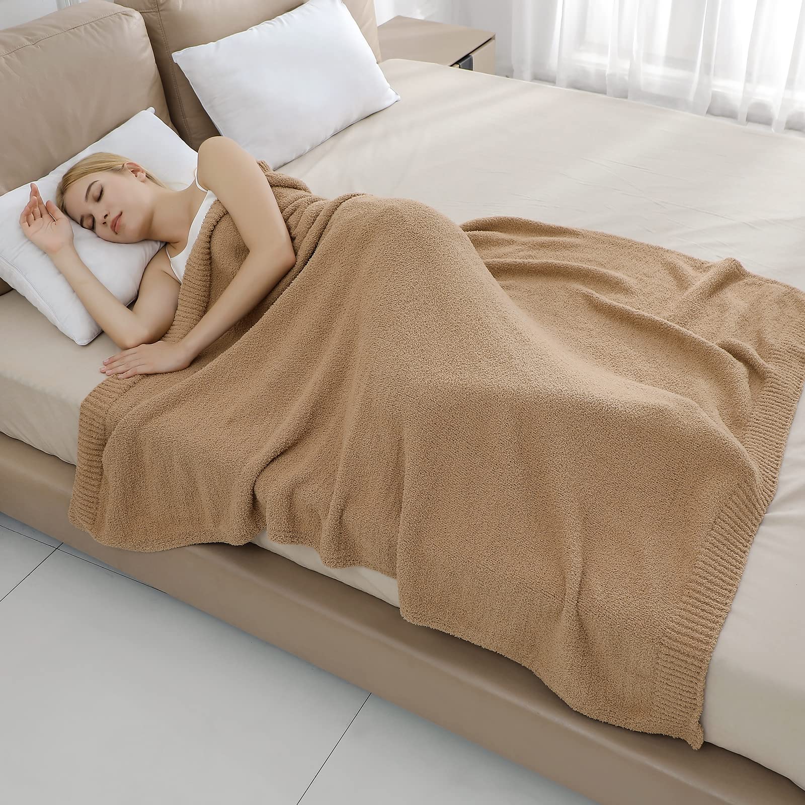 Bearberry Super Soft Fluffy Throw Blanket Lightweight Cozy Warm Throw Blankets For Couch Bed Sofa All Season (Camel, 50   X60