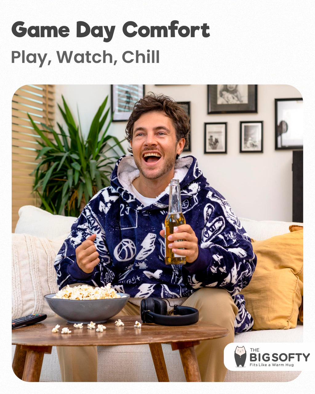 The Big Softy Oversized Blanket Hoodie Men - Basketball Graphic Print Oversized Hoodie, Super Soft Sherpa Warm Hooded Blanket, B