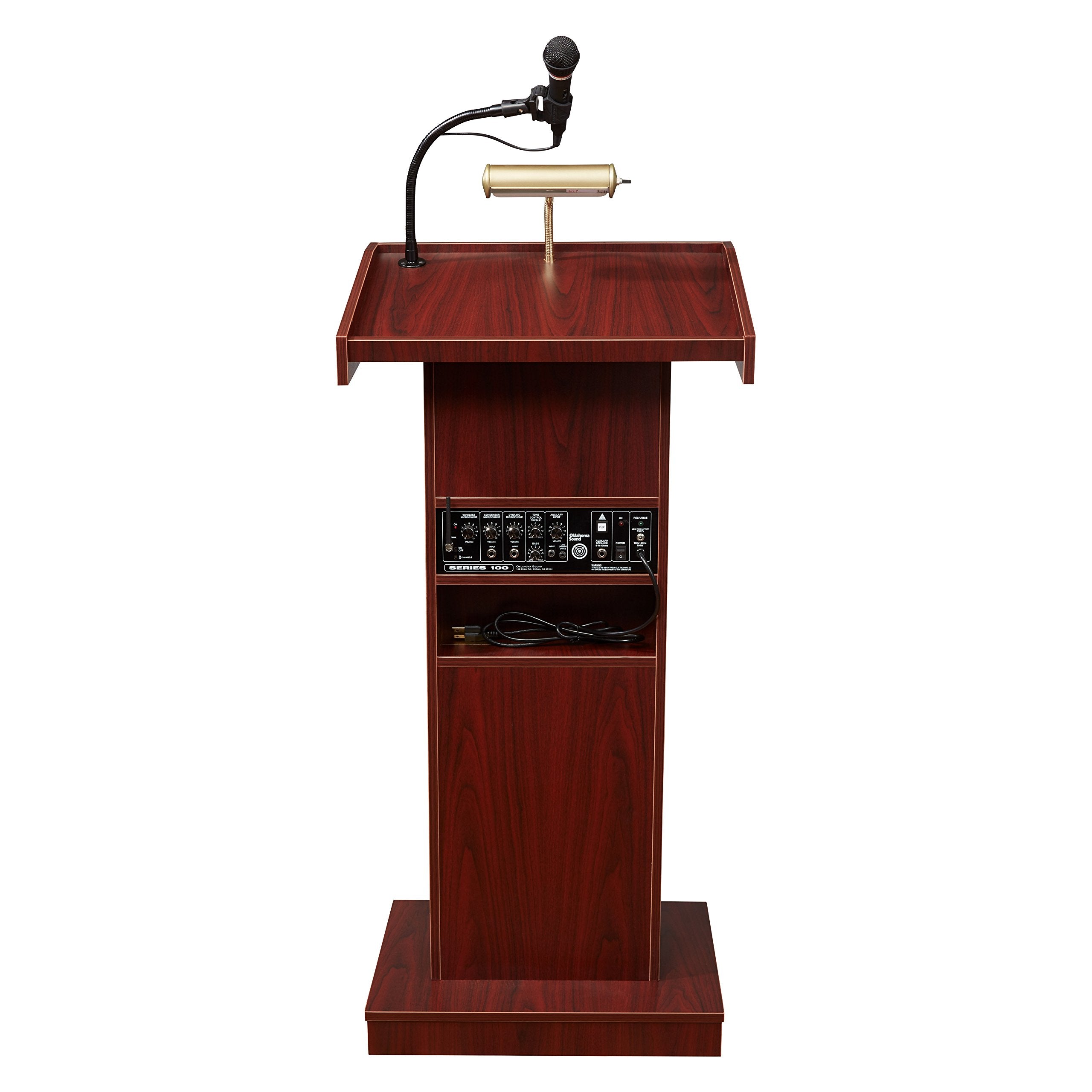 Oklahoma Sound 800X-My Orator Floor Sound Lectern, 22' Width X 46' Height X 17' Depth, Mahogany