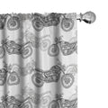 Ambesonne Motorcycle Window Curtains Pack of 2, Realistic Grayscale Illustration of Classic Motorcycles Many Details, Lightweigh