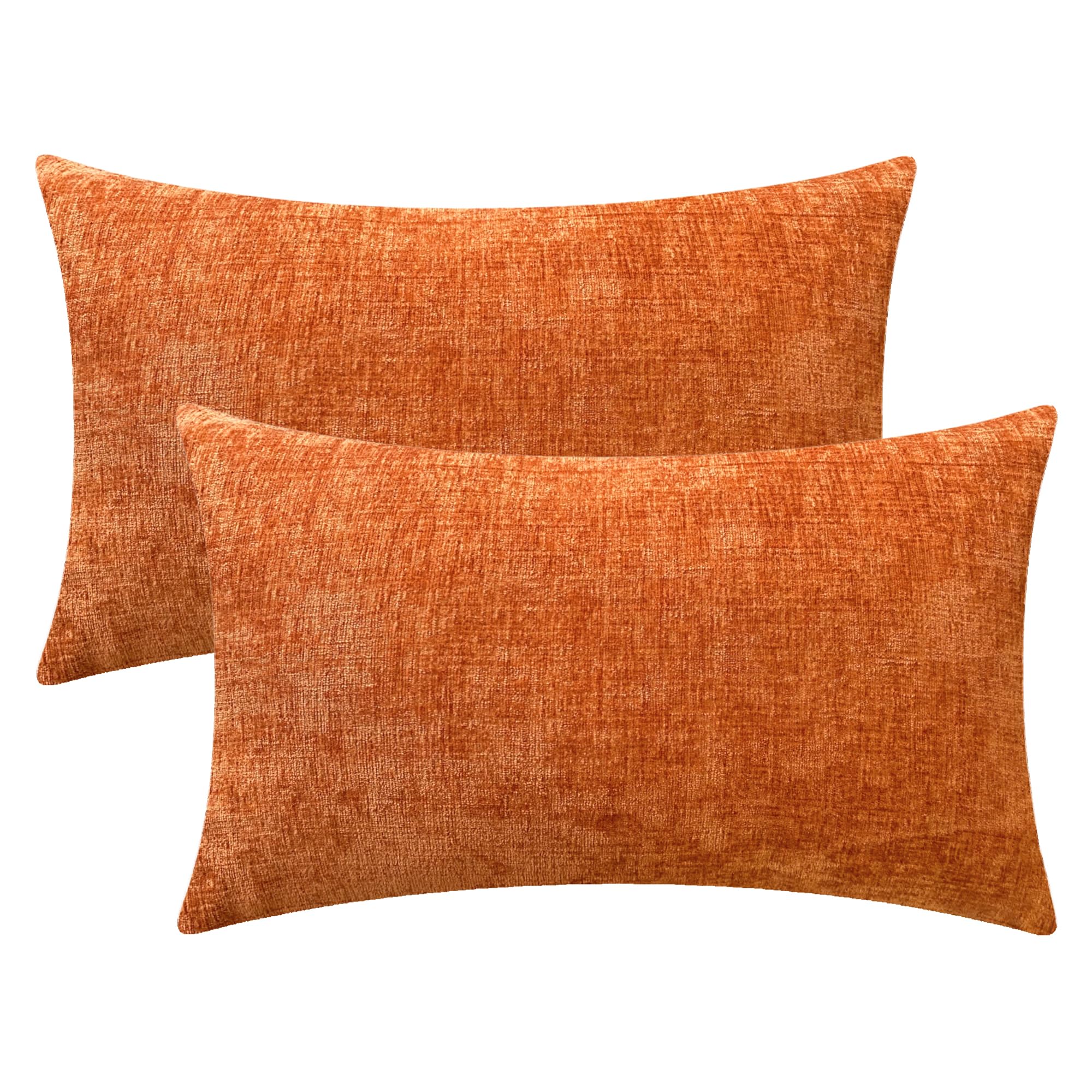 Calitime Fall Pack Of 2 Cozy Throw Pillow Covers Cases For Couch Sofa Home Decoration Solid Dyed Soft Chenille 16 X 26 Inches Bu
