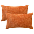 Calitime Fall Pack Of 2 Cozy Throw Pillow Covers Cases For Couch Sofa Home Decoration Solid Dyed Soft Chenille 16 X 26 Inches Bu