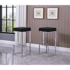 Best Master Furniture Dorrington Velvet Backless Bar Stool in Black/Silver (Set of 2)