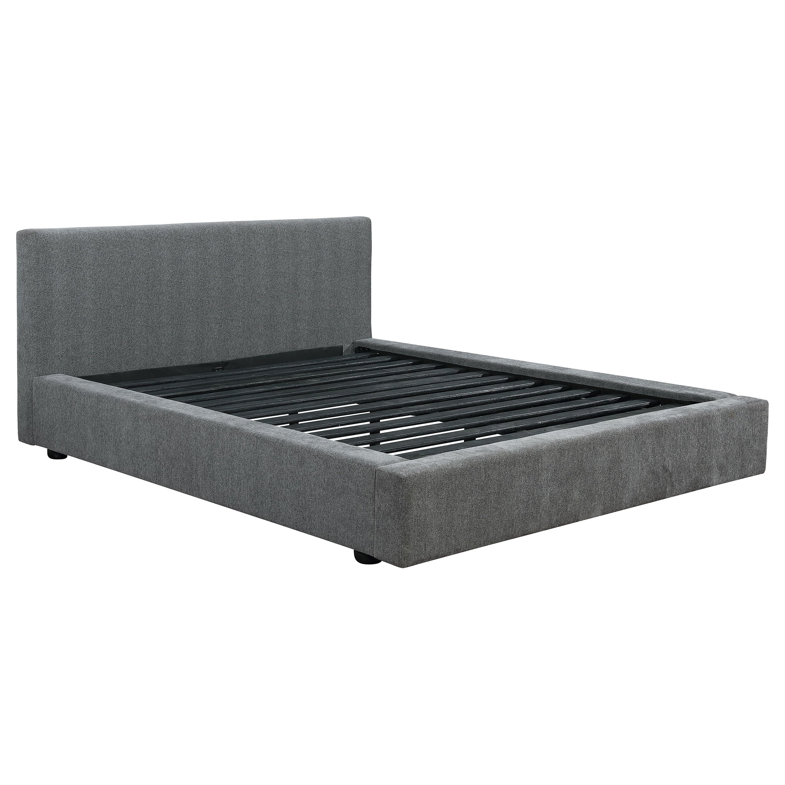 Coaster Home Furnishings Gregory Contemporary Fabric Upholstered California King Size Panel Bed Frame Platform Bed 40-Inch Headboard Graphite 316020Kw