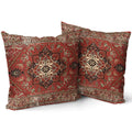 Kawani Aztec Red Bohemian Pillow Covers 18X18 Inch Ethnic Boho Flower Rug Print Carpet Pillow Cases Set Of 2 Antique Tapestry Ru