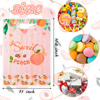 Haooryx 50Pcs Sweet As A Peach Party Favor Bags, Plastic Goodie Candy Bag Gift Wrapping Bags Birthday Gift Accessories Treat Bag