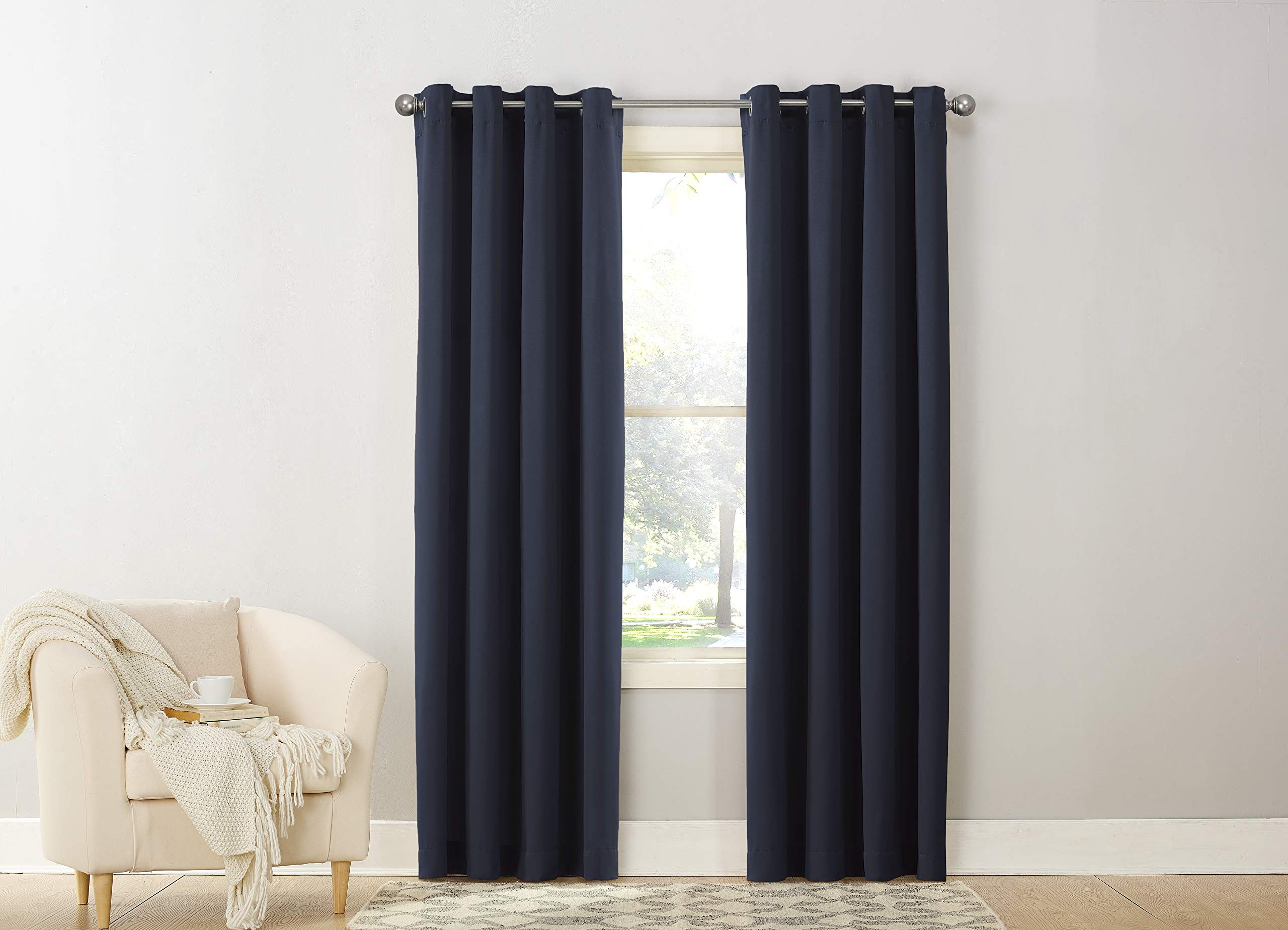 Sun Zero - 53391 Becca Energy Efficient Grommet Curtain Panel, 40'' X 63'', Navy